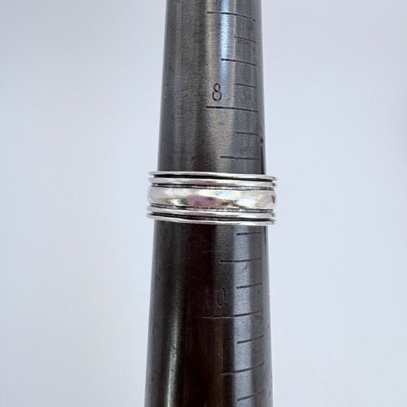 VTG Sterling Silver 925 Beveled Edge Band Hammered Finish Band Ring Size 9 - Picture 9 of 9